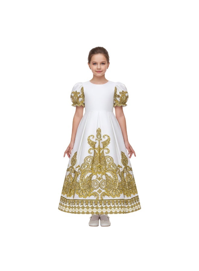 D'Daniela Majestic Gold Abaya Dress - White - Image 1